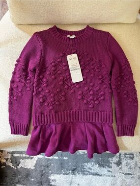 Splendid Girls' Berry Purple Pom-Pom Knit Dress